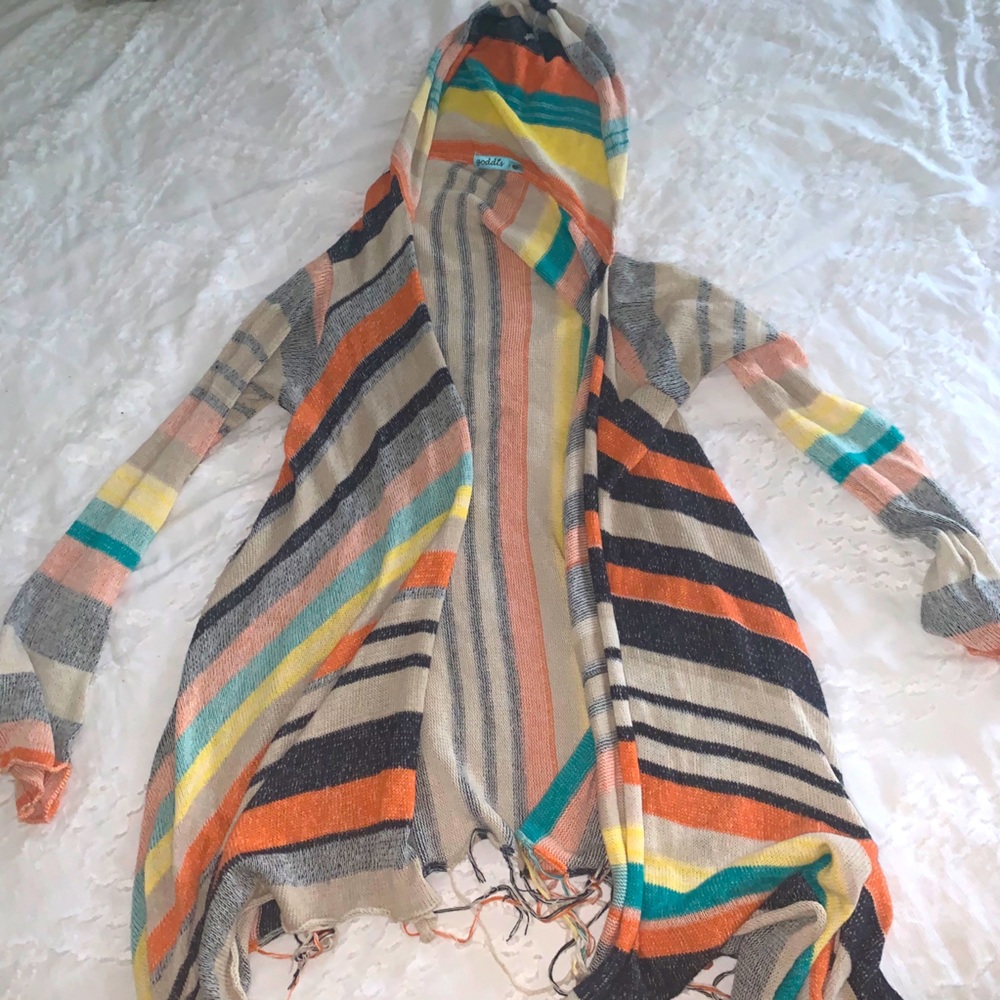 Goddis hooded open front cardigan